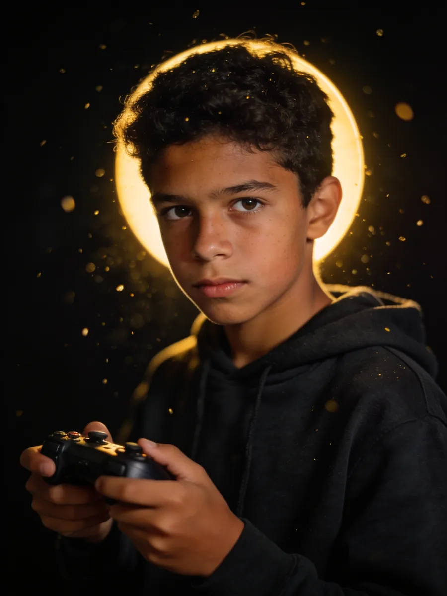 Jovem com controle de videogame