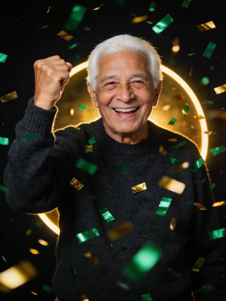 Senhor comemorando